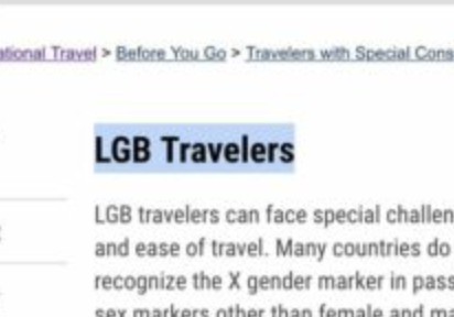 “LGBTQI+” Changed to “LGB” on Government Websites